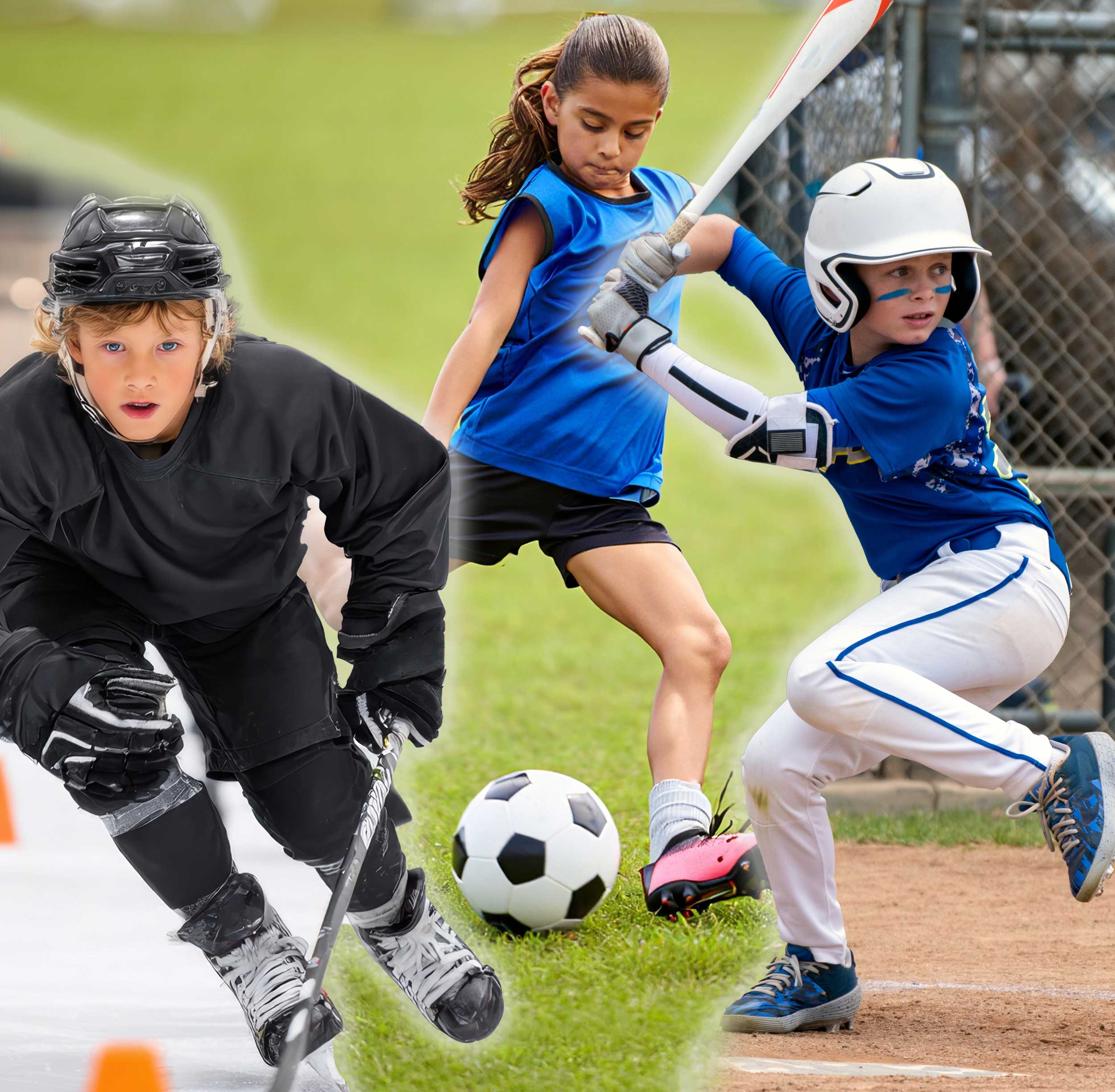 acuity_youth_sport_square Youth hockey player, soccer player and baseball player